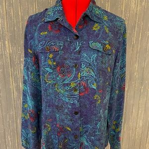 EUC Chicos size 1 100% silk blouse long sleeved
